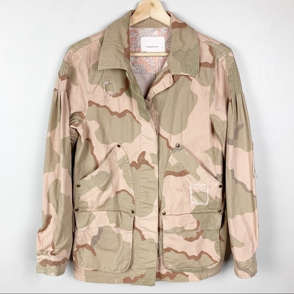ANTHROPOLOGIE Lida Utility Jacket Pink Camo Oversized Cargo Boho Chic US S - Picture 6 of 13